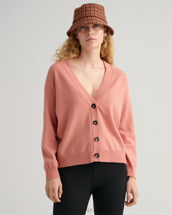 superfin cardigan i lammeull terrakotta rosa kvinner GANT 0626F684